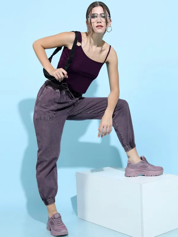  Tokyo Talkies Women Purple Solid Regular Tops
