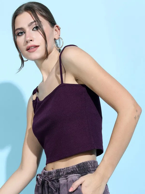  Tokyo Talkies Women Purple Solid Regular Tops
