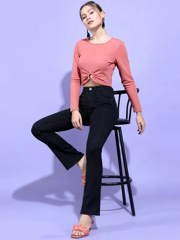  Tokyo Talkies Women Pink Solid Regular Tops