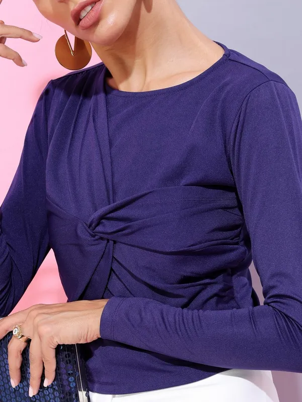  Tokyo Talkies Women Blue Solid Fitted Tops