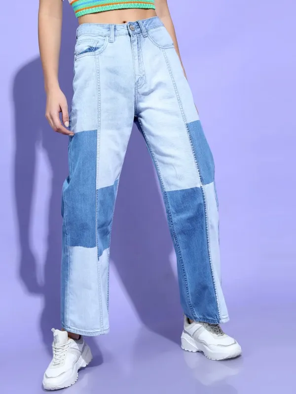  Tokyo Talkies Women Blue Dad Fit Clean Look Jeans