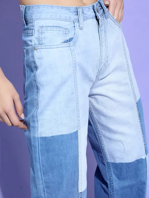  Tokyo Talkies Women Blue Dad Fit Clean Look Jeans