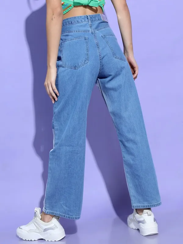  Tokyo Talkies Women Blue Dad Fit Clean Look Jeans