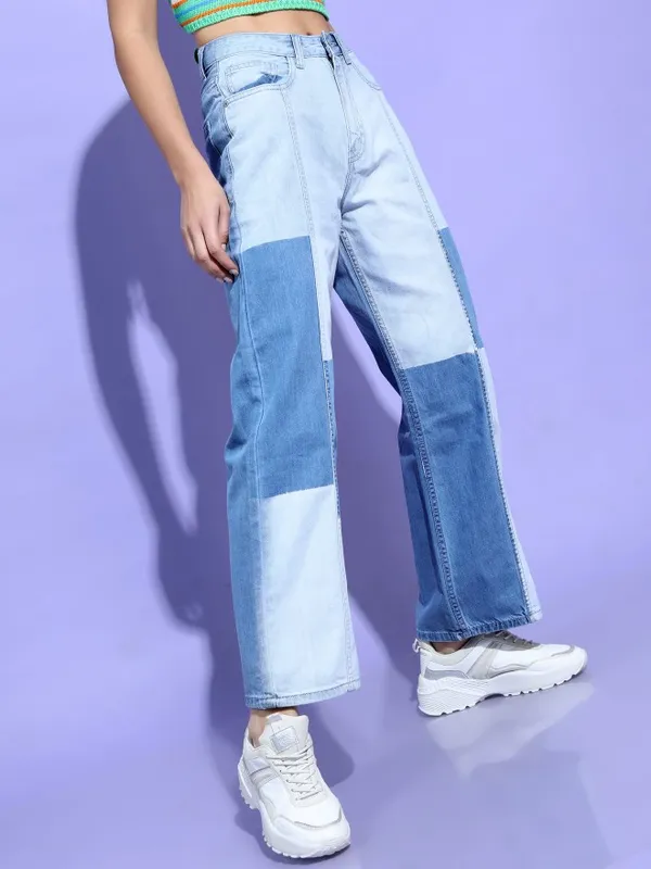  Tokyo Talkies Women Blue Dad Fit Clean Look Jeans