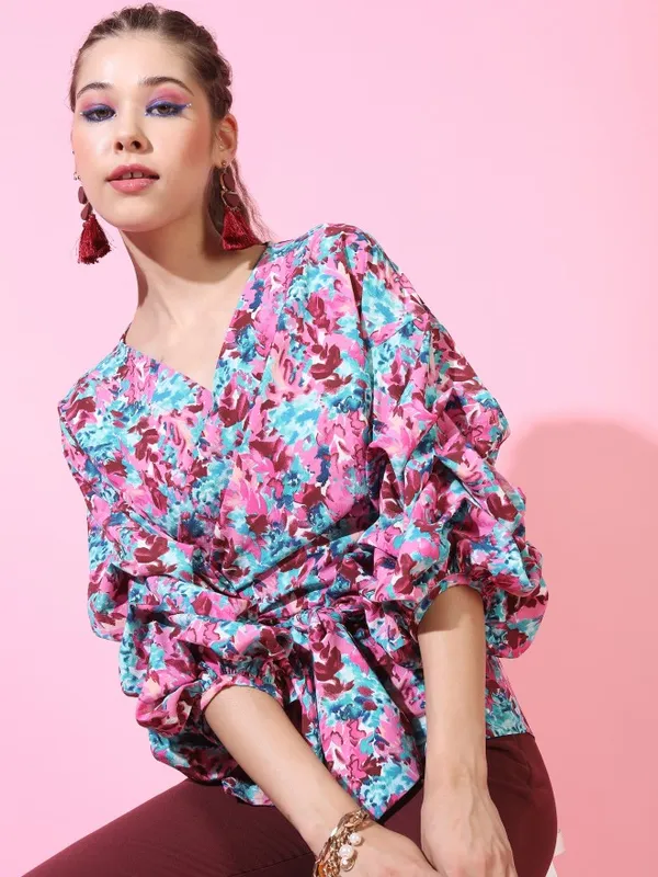 Printed Wrap Top