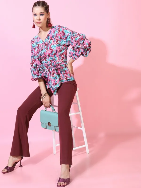 Printed Wrap Top