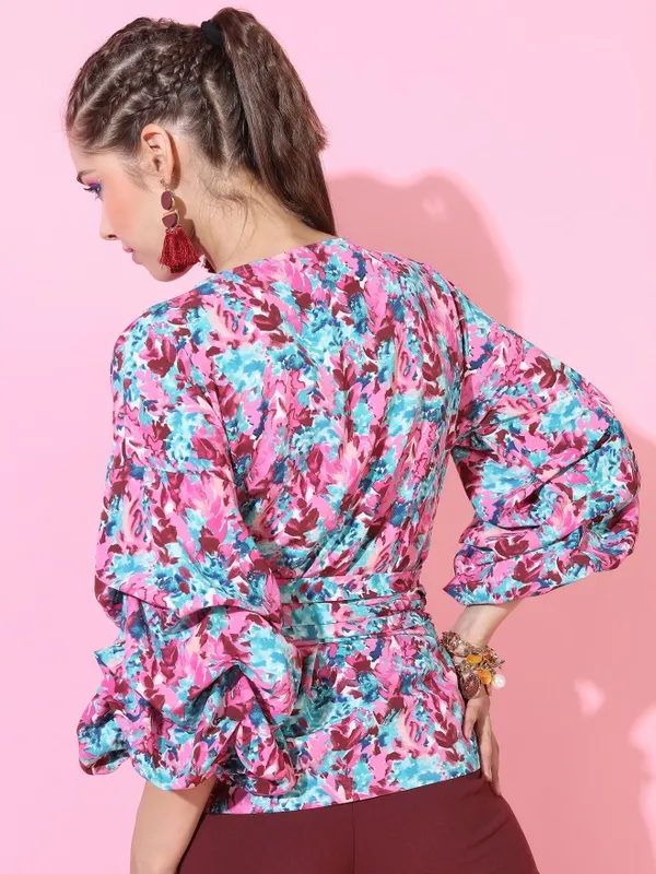 Printed Wrap Top
