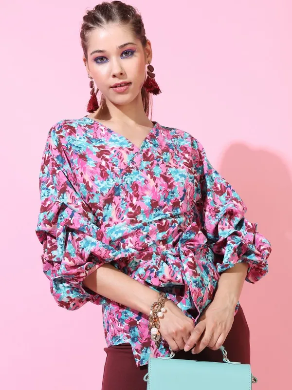Printed Wrap Top
