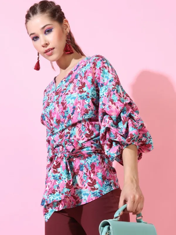 Printed Wrap Top