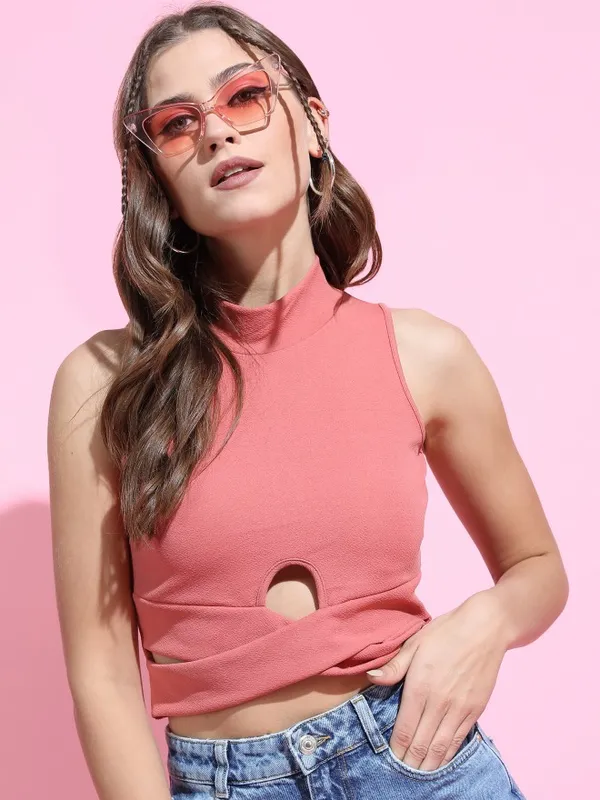  Tokyo Talkies Women Pink Solid Regular Tops
