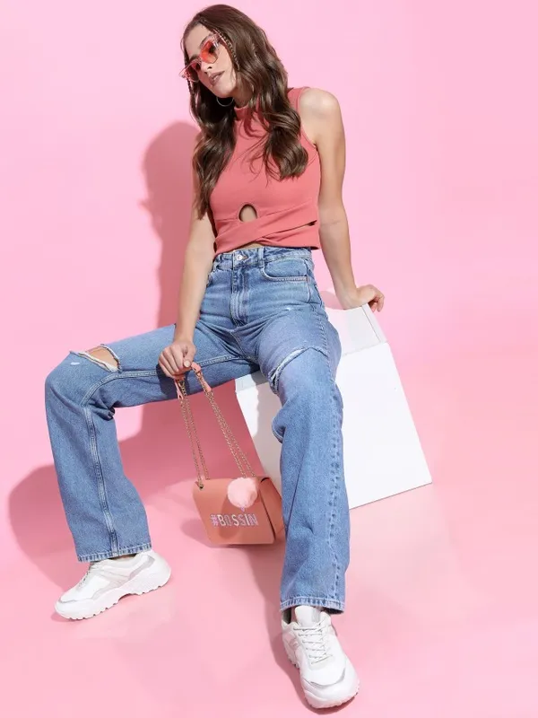  Tokyo Talkies Women Pink Solid Regular Tops
