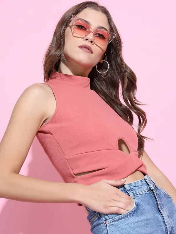 Tokyo Talkies Women Pink Solid Regular Tops