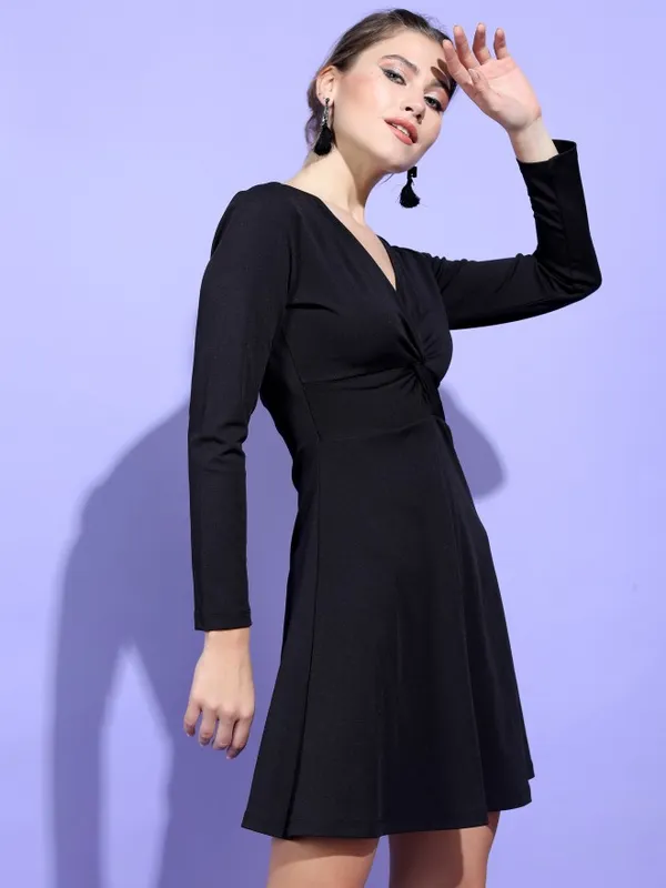 Solid Fit & Flare Dress