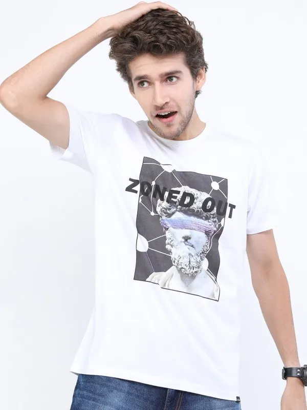 Men Printed Round Neck T-shirt