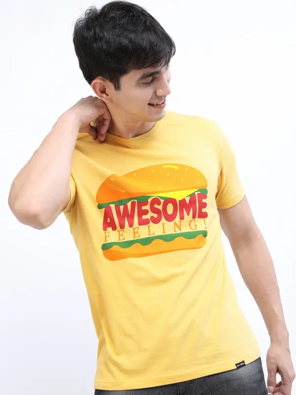 Men Printed Round Neck T-shirt