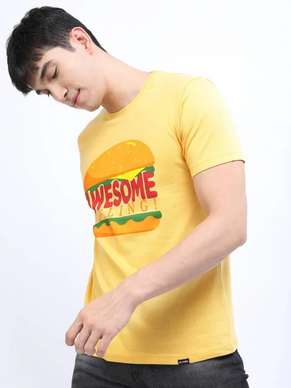 Men Printed Round Neck T-shirt