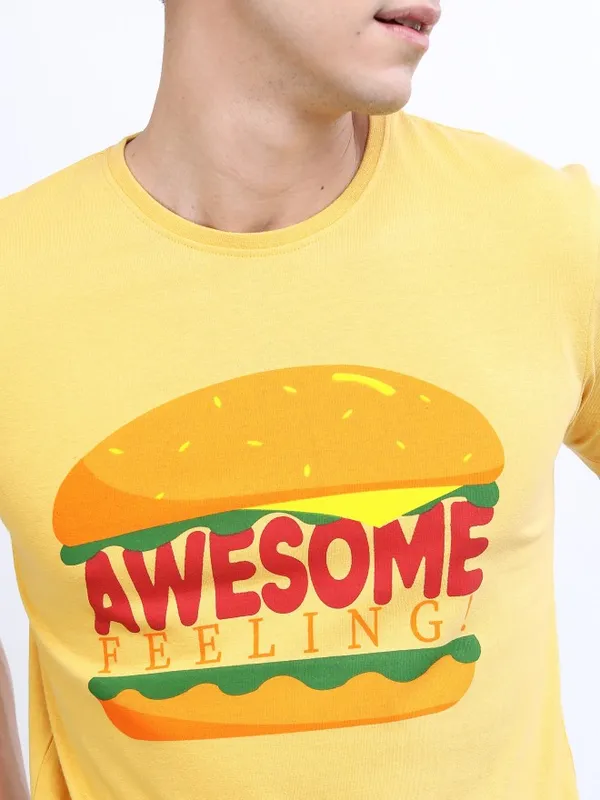 Men Printed Round Neck T-shirt