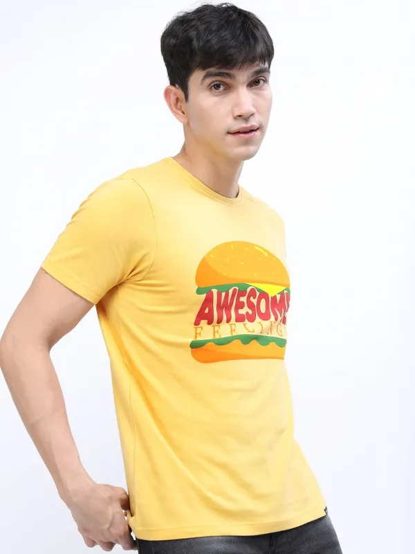 Men Printed Round Neck T-shirt