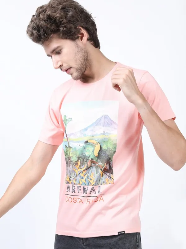 Men Printed Round Neck T-shirt