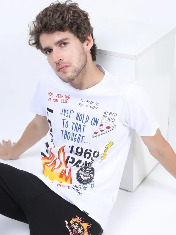 Men Printed Round Neck T-shirt
