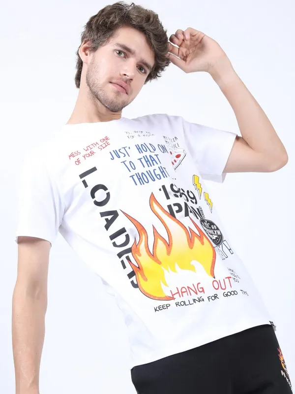 Men Printed Round Neck T-shirt