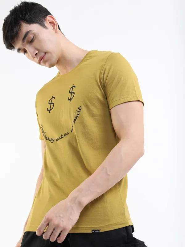  Highlander Men Olive Printed Round Neck T-Shirts