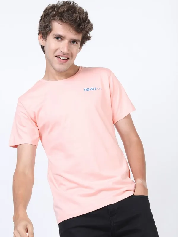  Highlander Men Pink Printed Round Neck T-Shirts