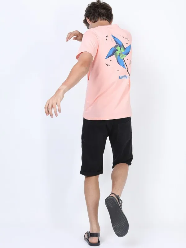  Highlander Men Pink Printed Round Neck T-Shirts