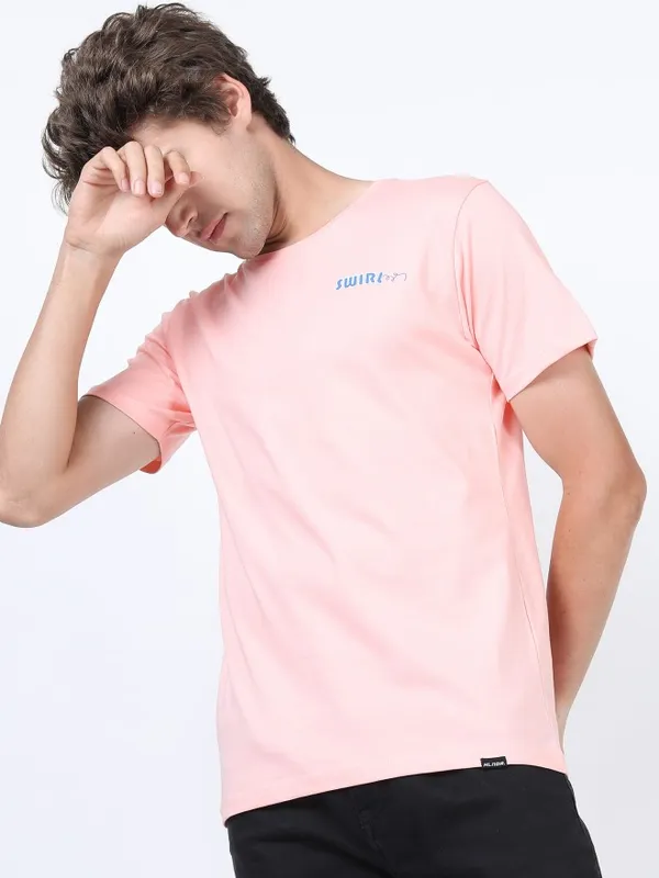  Highlander Men Pink Printed Round Neck T-Shirts