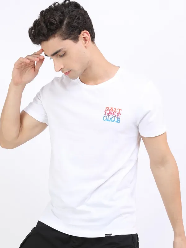  Highlander Men White Printed Round Neck T-Shirts