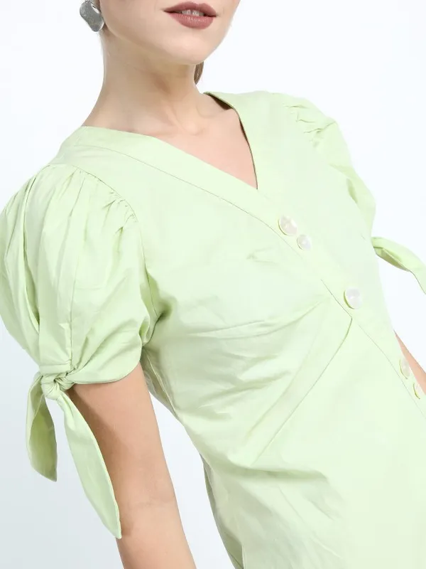  Tokyo Talkies Women Green Solid Fit And Flare Dresses