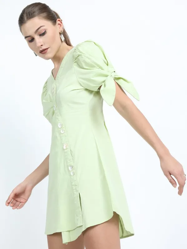  Tokyo Talkies Women Green Solid Fit And Flare Dresses