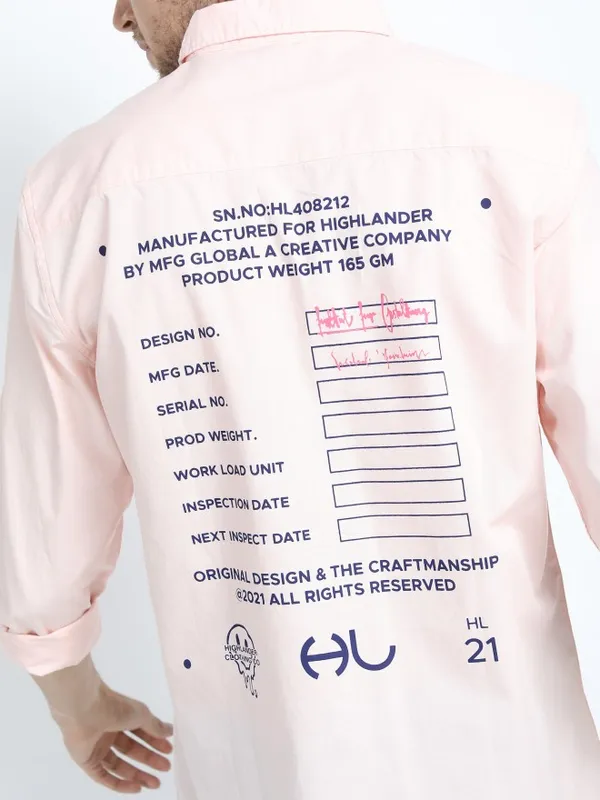  Highlander Men Pink Printed Slim Fit Casual Shirts