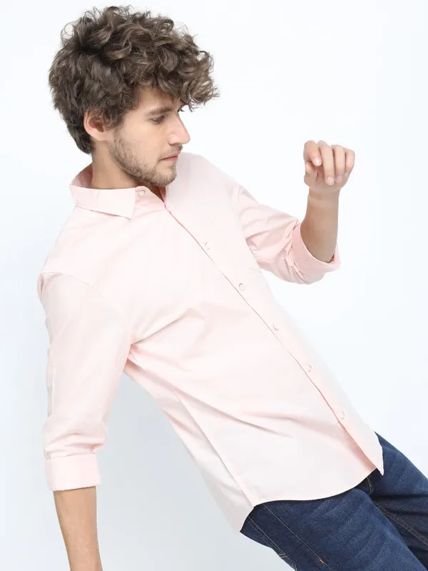  Highlander Men Pink Printed Slim Fit Casual Shirts