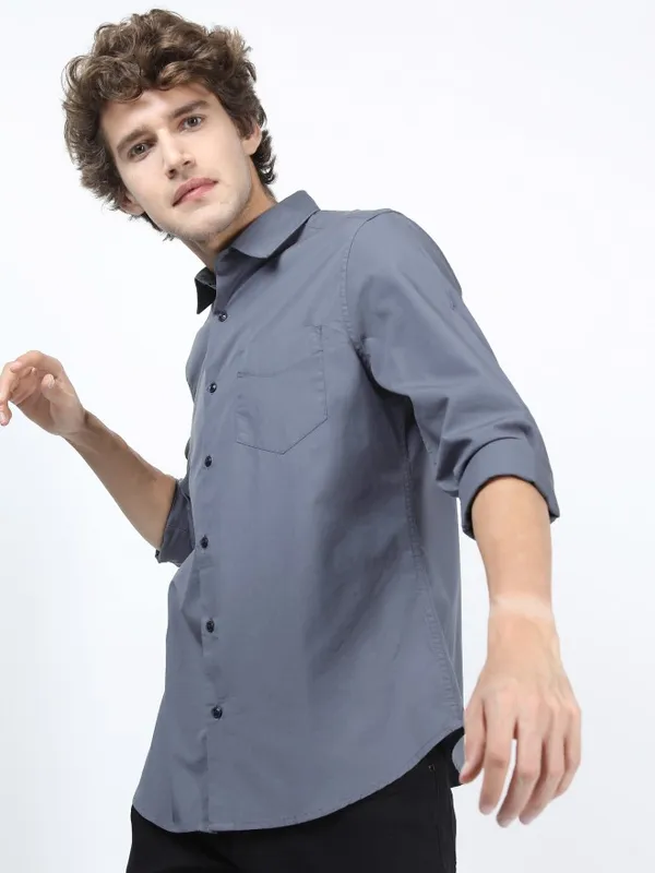  Highlander Men Blue Printed Slim Fit Casual Shirts
