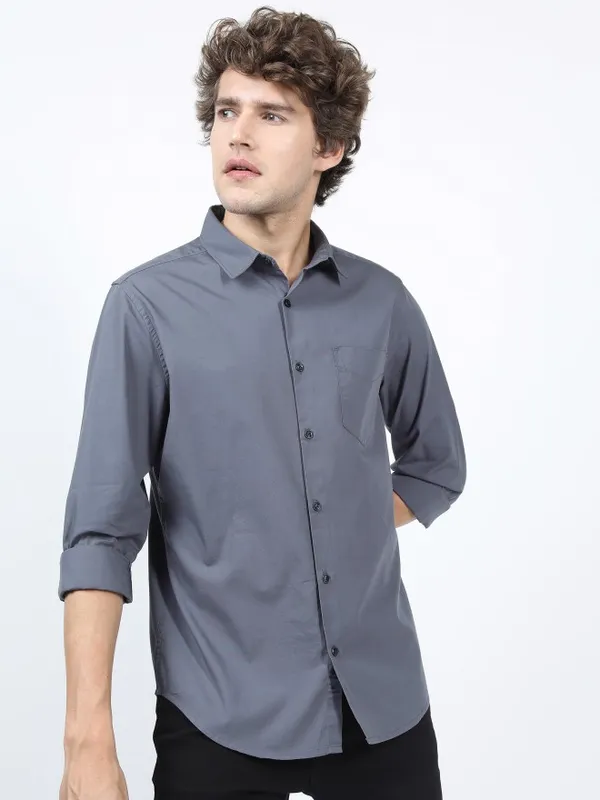 Highlander Men Blue Printed Slim Fit Casual Shirts