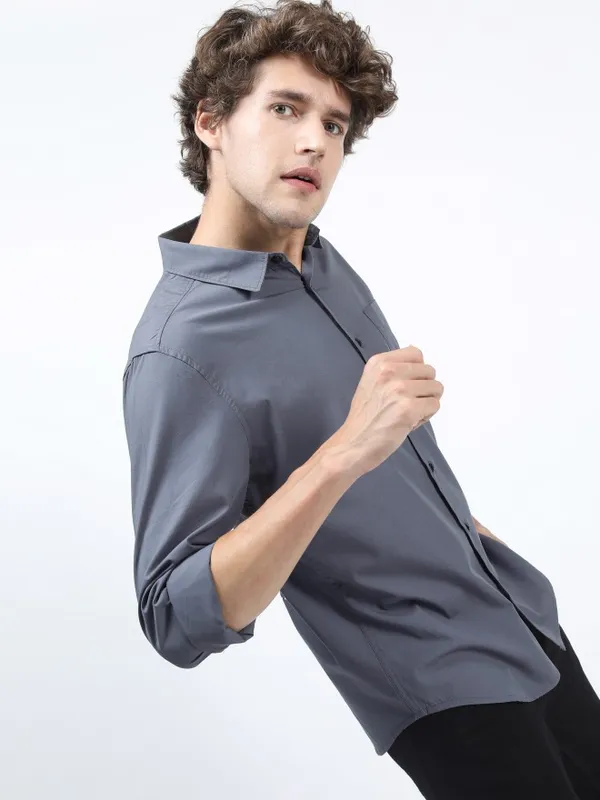  Highlander Men Blue Printed Slim Fit Casual Shirts