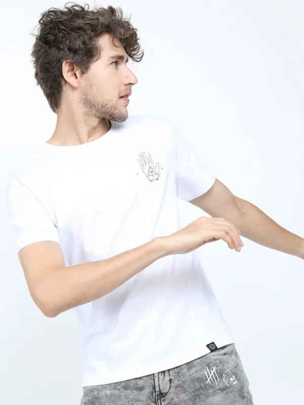  Locomotive Men White Printed Round Neck T-Shirts