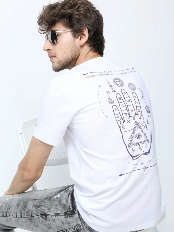  Locomotive Men White Printed Round Neck T-Shirts