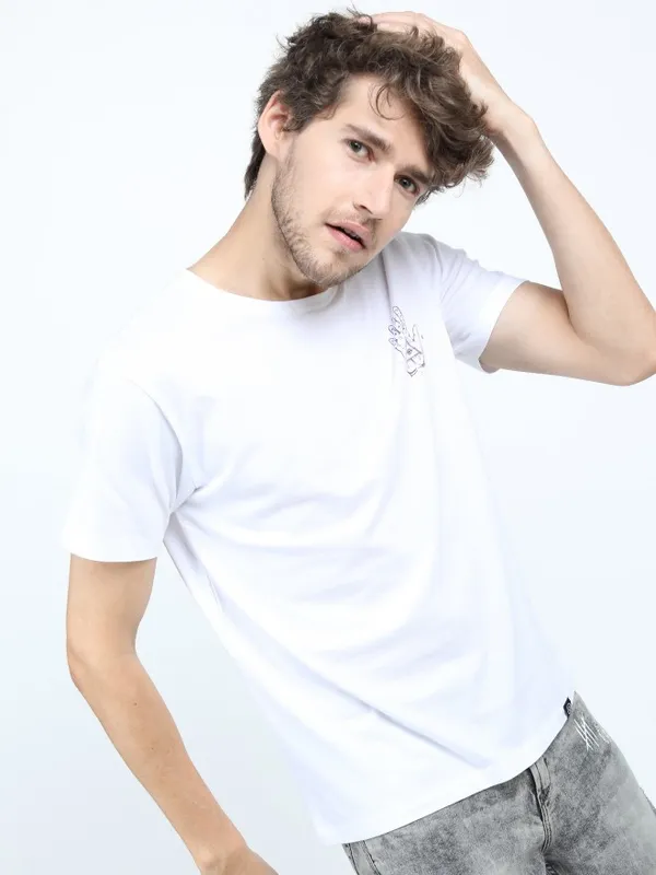  Locomotive Men White Printed Round Neck T-Shirts