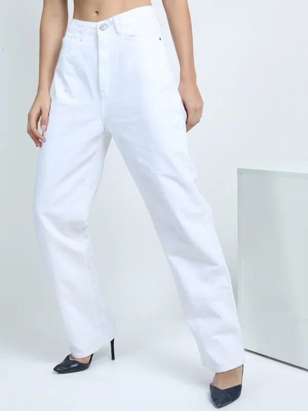  Tokyo Talkies Women White Straight Fit Clean Look Jeans