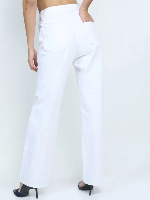  Tokyo Talkies Women White Straight Fit Clean Look Jeans