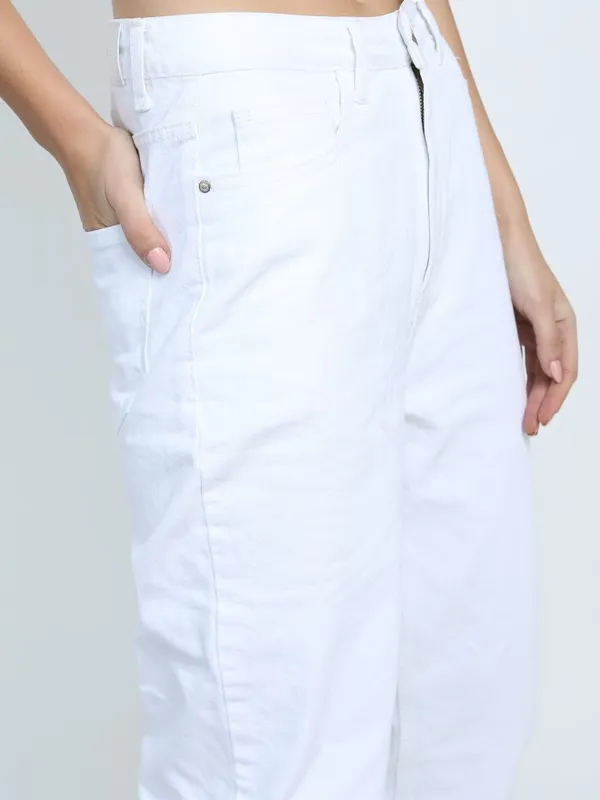  Tokyo Talkies Women White Straight Fit Clean Look Jeans