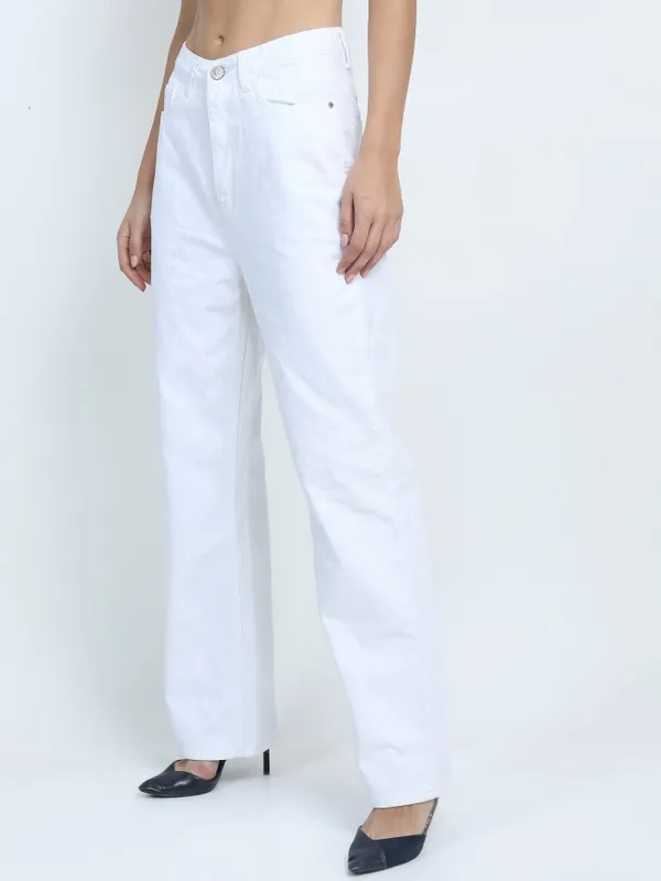  Tokyo Talkies Women White Straight Fit Clean Look Jeans