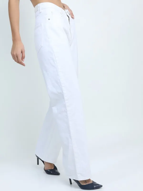  Tokyo Talkies Women White Straight Fit Clean Look Jeans