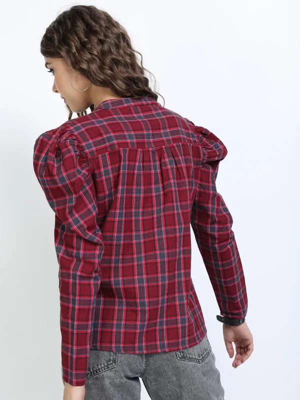 Checked Shirt Style Top