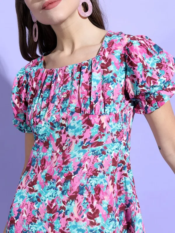 Printed Fit & Flare Dress