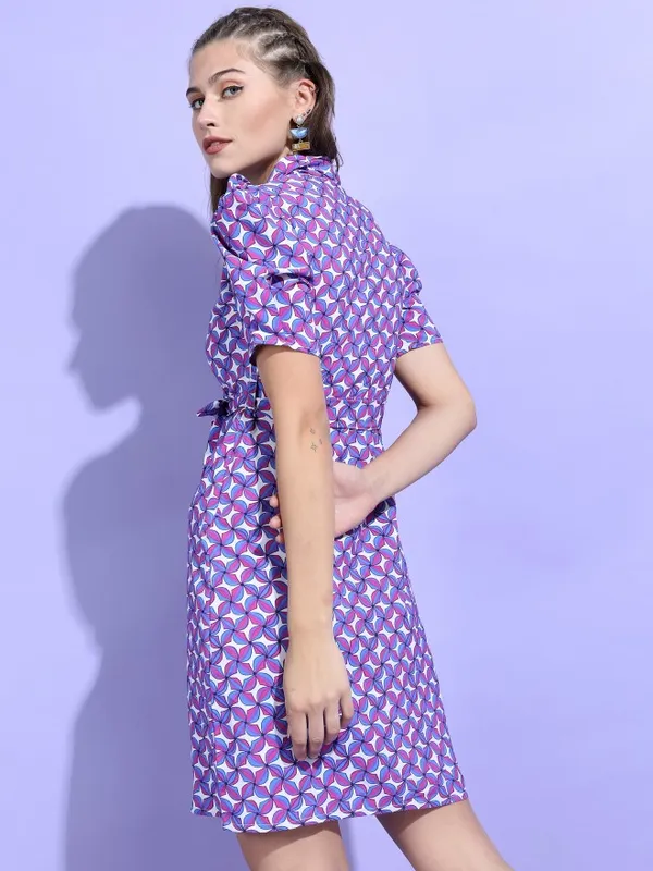  Tokyo Talkies Women Purple Printed Wrap Dresses
