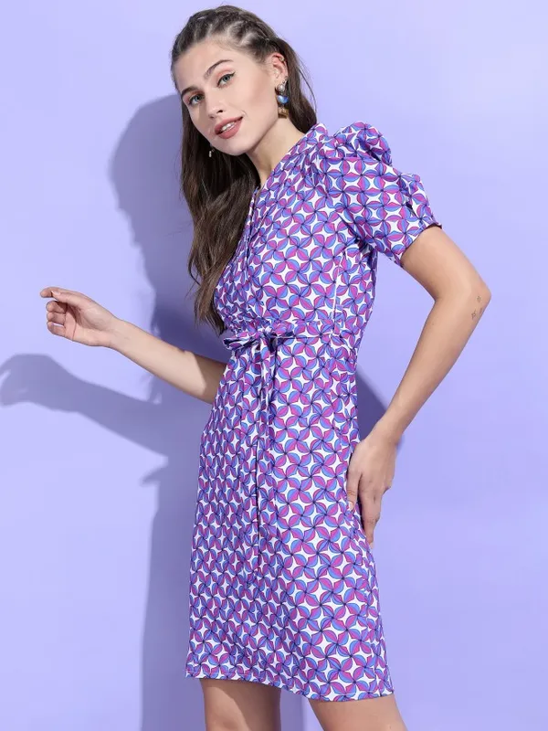  Tokyo Talkies Women Purple Printed Wrap Dresses