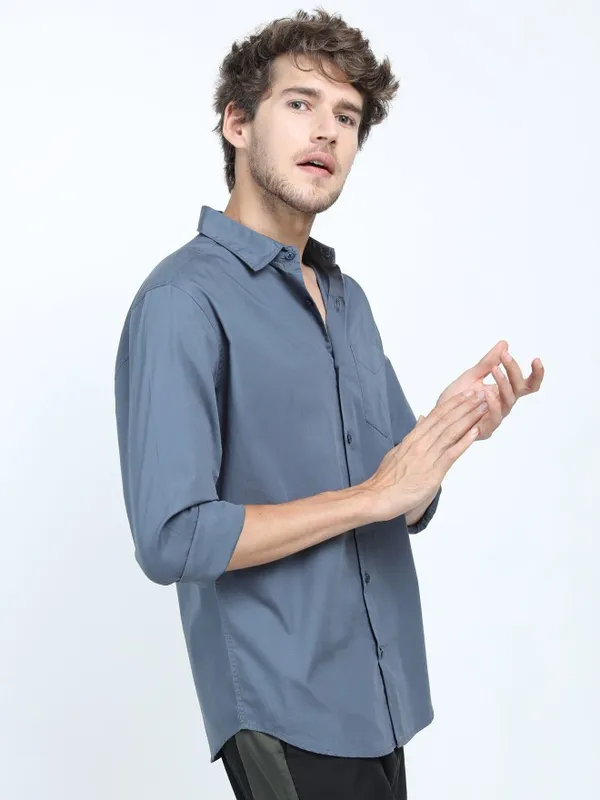  Highlander Men Blue Printed Slim Fit Casual Shirts